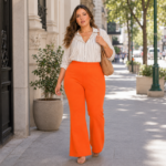 Calça Feminina Plus Size Flare em Diagonal Veneza