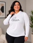 Blusa Feminina Plus Size com Capuz e Estampa Paris