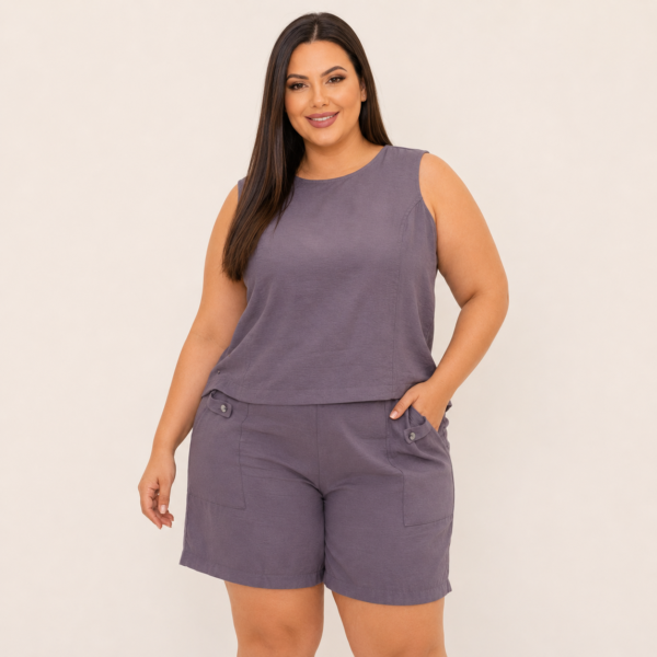 Conjunto Feminino Plus Size Regata e Shorts