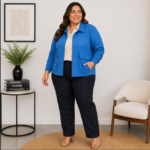 Jaqueta Feminina Plus Size em Lãzinha com Botões e Bolsos