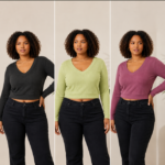 Blusa Feminina Cropped Canelada Plus Size Manga Longa Gola V
